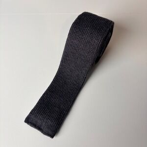 APC Rue Madame Paris Mens Knit Square Tie Charcoal Grey 100% Wool Made in Italy